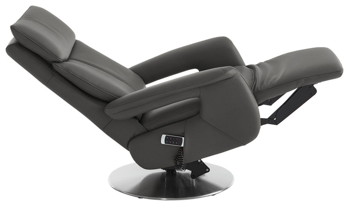 RELAXSESSEL in Leder Dunkelgrau  - Edelstahlfarben/Dunkelgrau, Design, Leder/Metall (78/112/85cm) - Cantus
