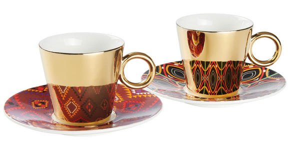 TASSENSET 4-teilig  - Rotbraun/Goldfarben, Trend, Keramik - Novel