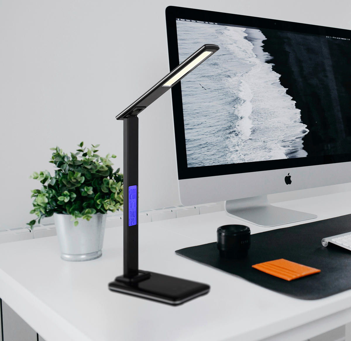 LED-TISCHLEUCHTE 28,5/37,5 cm   - Schwarz, Design, Kunststoff/Textil (28,5/37,5cm) - Globo