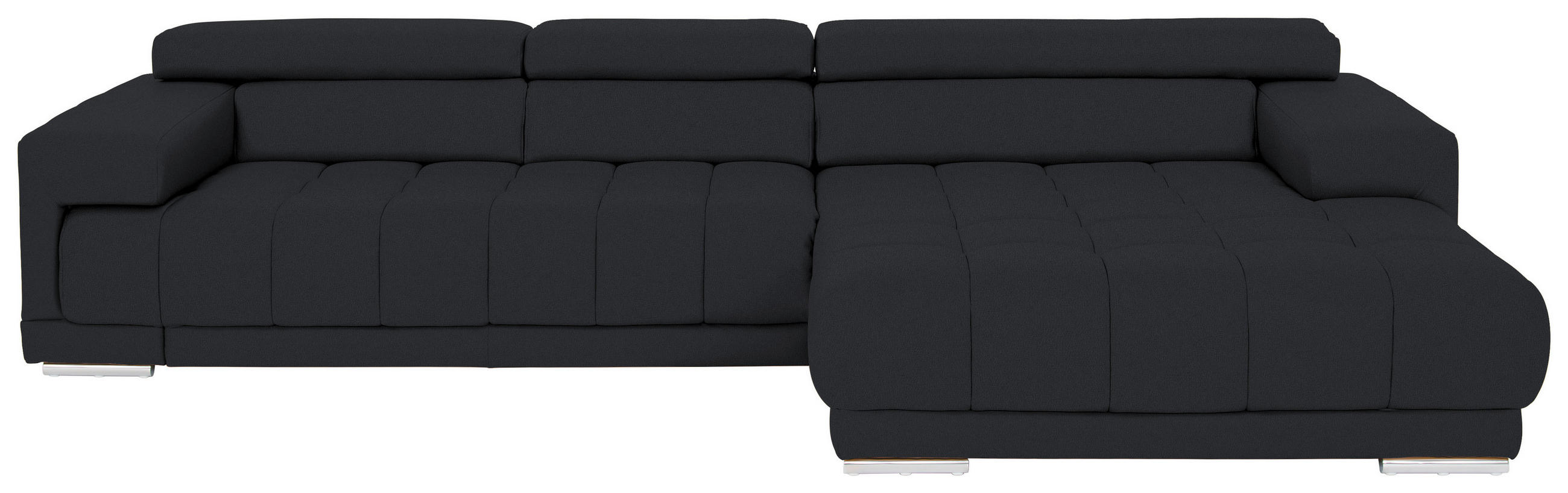 ECKSOFA  in Echtleder Anthrazit Kopfteilverstellung  330/190 cm  - Chromfarben/Anthrazit, Design, Leder/Metall (330/190cm) - Beldomo Speed