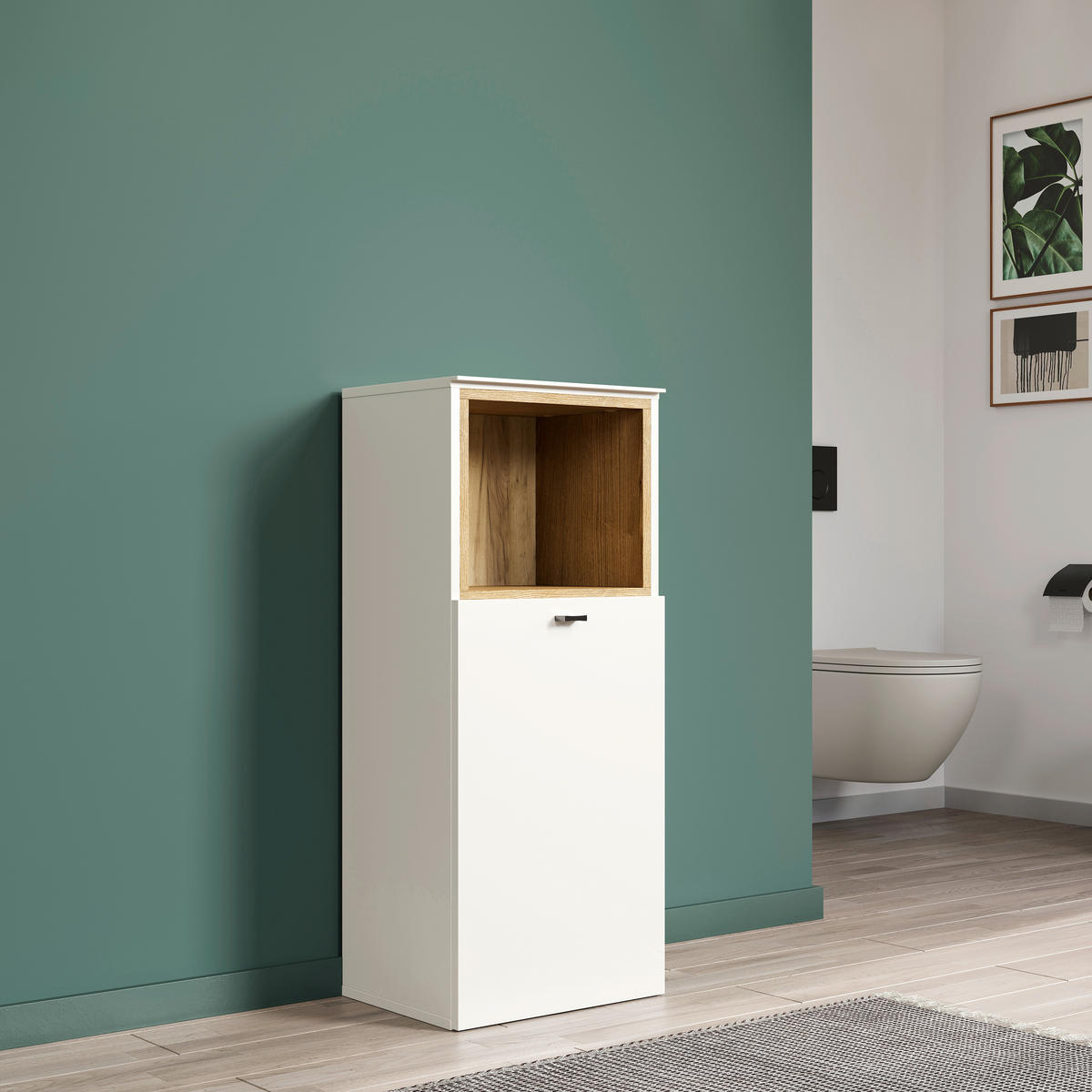 MIDISCHRANK 40/95/31 cm  - Kaschmir/Schwarz, Trend, Holzwerkstoff/Kunststoff (40/95/31cm) - MID.YOU