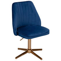 STOL   sammet  - blå/guldfärgad, Klassisk (60/100/60cm) - MID.YOU