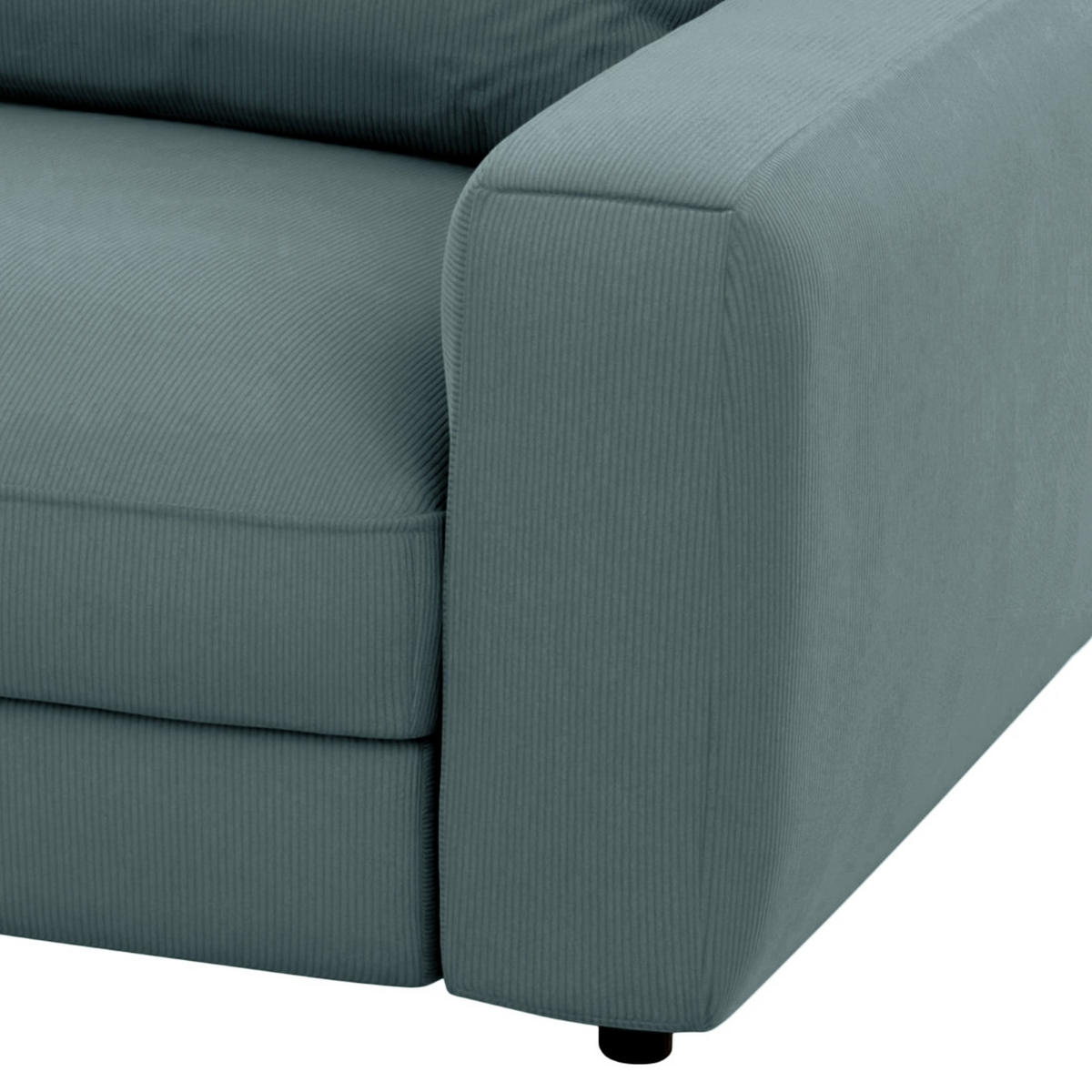 BIGSOFA in Cord Blaugrau  - Blaugrau/Schwarz, Modern, Kunststoff/Textil (264/84/125cm) - Trendmanufaktur