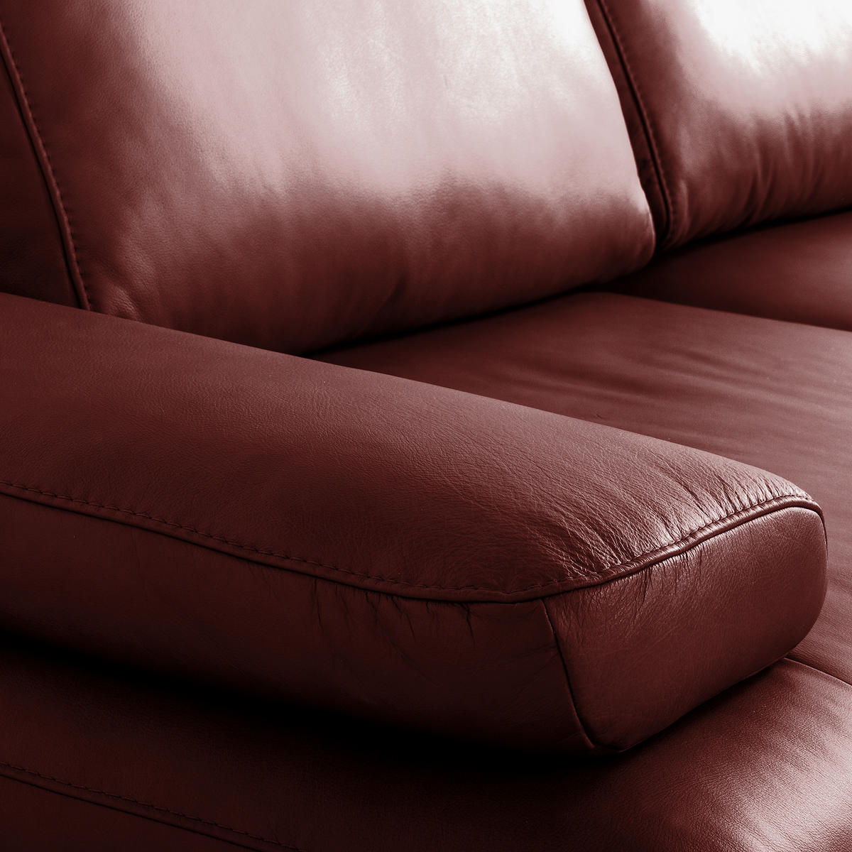 ECKSOFA Rot Echtleder  - Rot/Schwarz, Design, Leder/Metall (306/237cm) - Livetastic