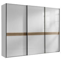 SCHWEBETÜRENSCHRANK Weiss, Eiche Artisan  - Weiss/Graphitfarben, Design, Glas/Holzwerkstoff (249/222/68cm) - Moderano