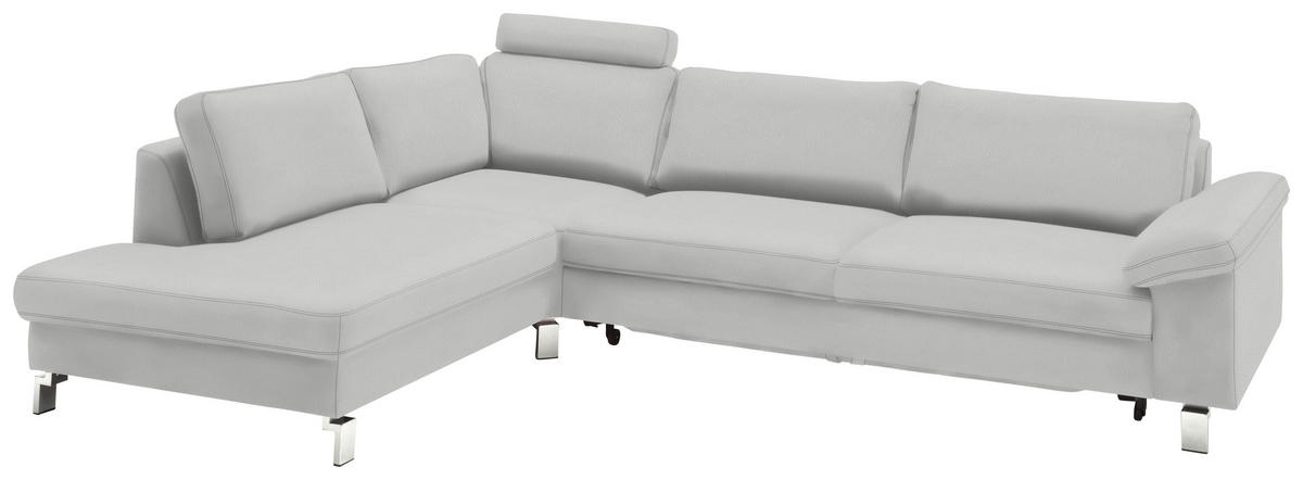 ECKSOFA in Echtleder Hellgrau  200/281 cm  - Chromfarben/Hellgrau, Design, Leder/Metall (200/281cm) - Pure Home Lifestyle