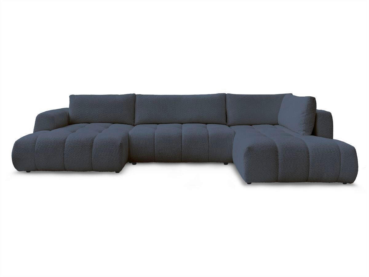 WOHNLANDSCHAFT  FUJI  Dunkelblau Bouclé  - Schwarz/Dunkelblau, MODERN, Kunststoff/Textil (160/377/204cm)