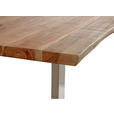 COUCHTISCH Akazie Hartholz 118/70/45 cm Akaziefarben, Edelstahlfarben  - Edelstahlfarben/Akaziefarben, Natur, Holz/Metall (118/70/45cm) - Landscape