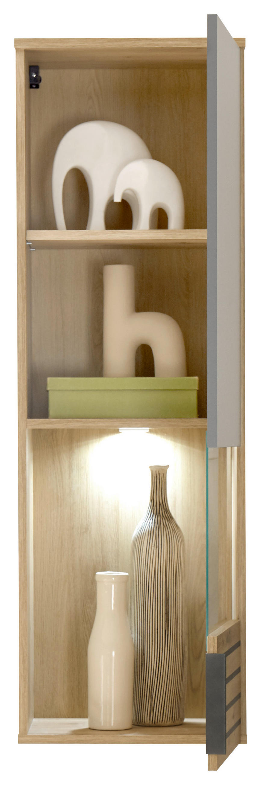 HÄNGEVITRINE in Eiche Artisan, Grau  - Eiche Artisan/Grau, Design, Glas/Holzwerkstoff (40/122/30cm) - MID.YOU