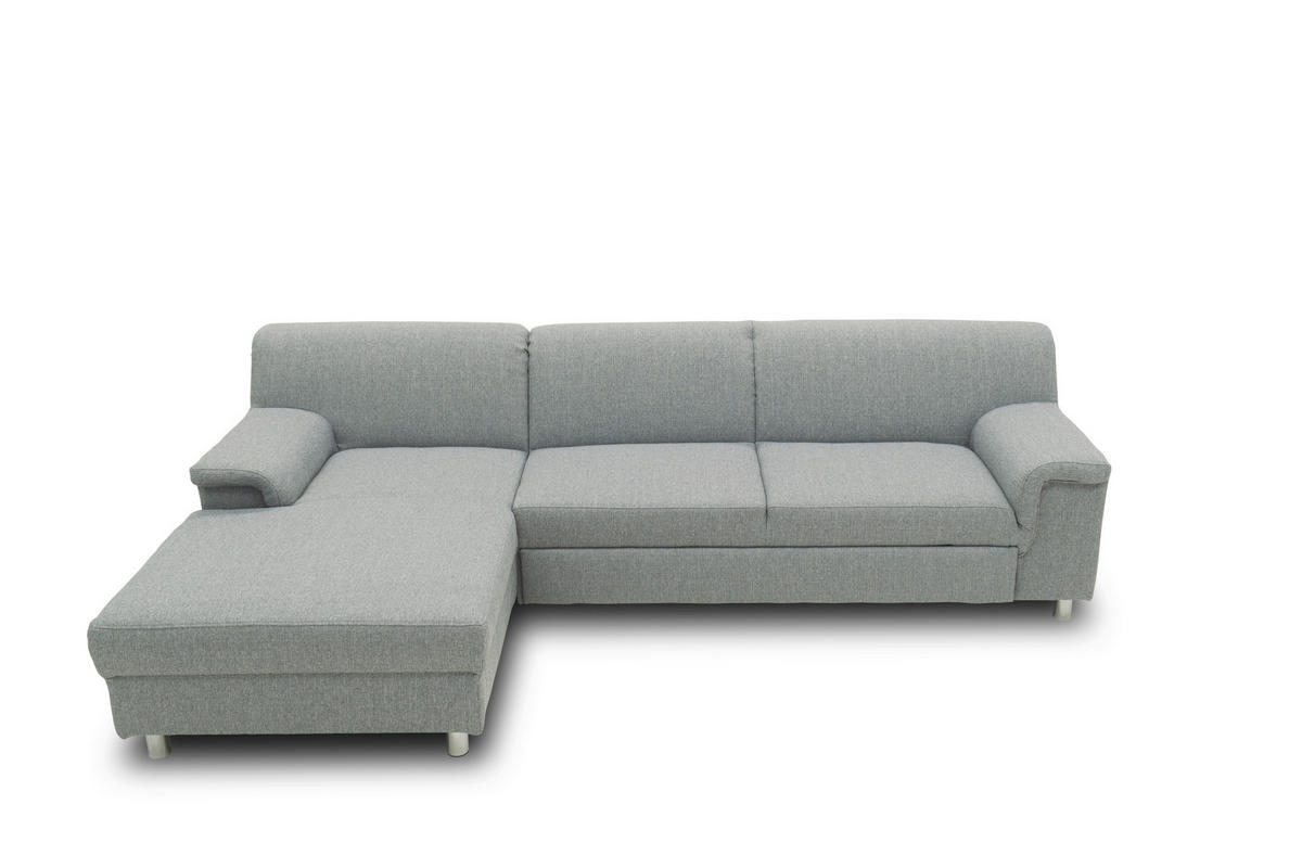 ECKSOFA Silberfarben Webstoff  - Chromfarben/Silberfarben, KONVENTIONELL, Textil/Metall (150/251cm) - MID.YOU