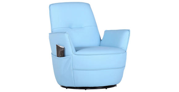 XXL-SESSEL - Hellblau, Design, Leder/Metall (83/90/85cm) - Landscape