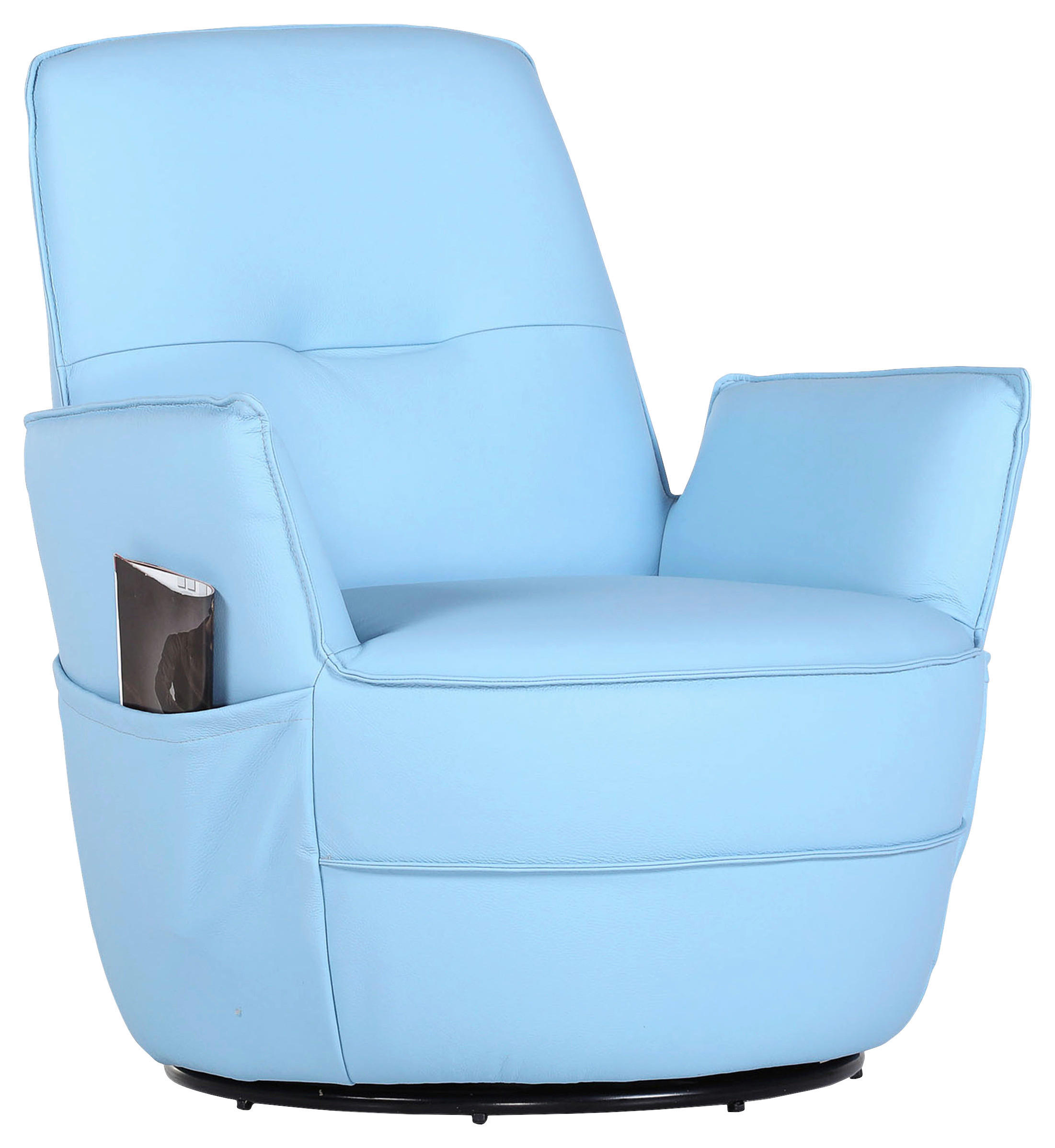 XXL-SESSEL in Hellblau  - Hellblau, Design, Leder/Metall (83/90/85cm) - Landscape