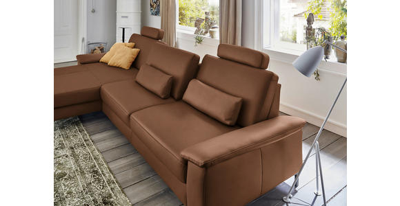 ECKSOFA  in Echtleder Braun  176/334 cm  - Schwarz/Braun, Design, Leder/Metall (176/334cm) - Dieter Knoll