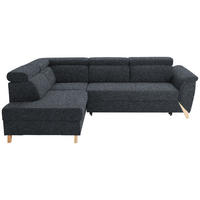 ECKSOFA in Bouclé Schwarz  200/265 cm  - Schwarz/Naturfarben, KONVENTIONELL, Holz/Textil (200/265cm) - Stylife
