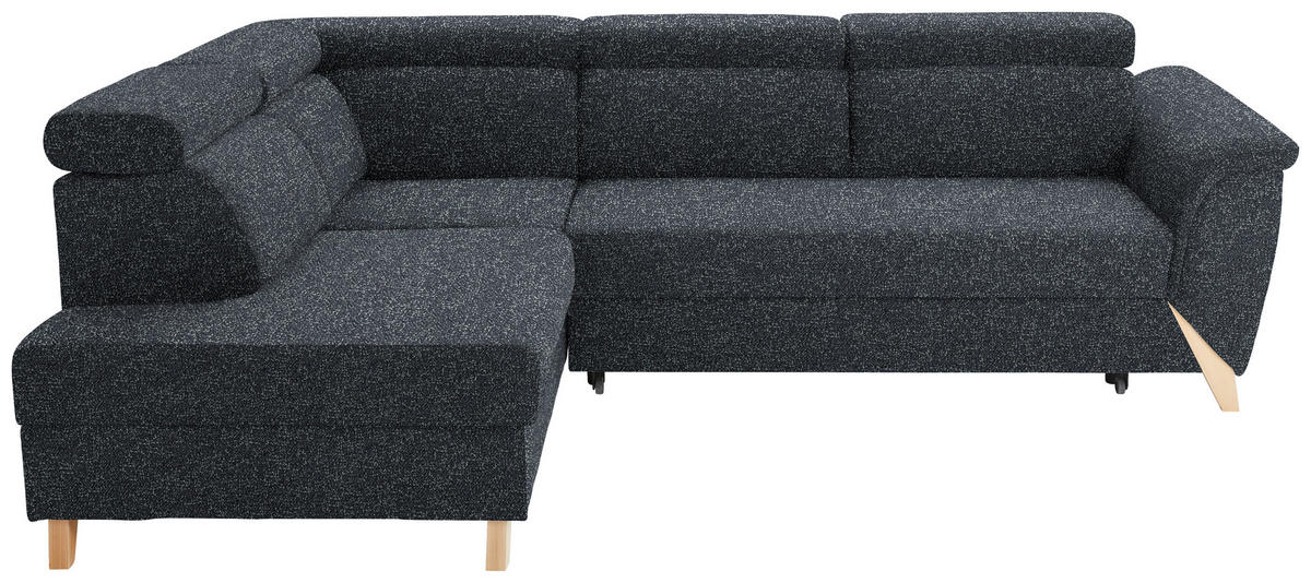 ECKSOFA in Bouclé Schwarz  200/265 cm  - Schwarz/Naturfarben, KONVENTIONELL, Holz/Textil (200/265cm) - Stylife