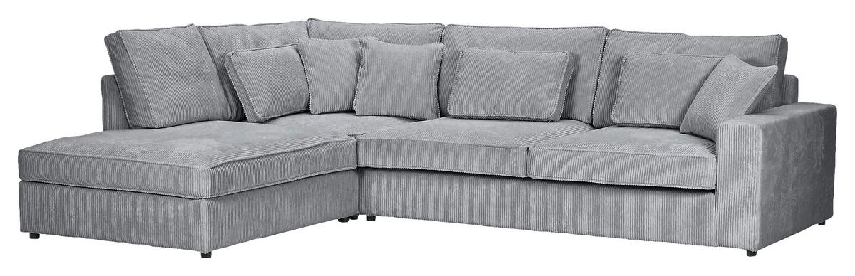 ECKSOFA Hellgrau Cord Zierkissen, Rückenkissen, Rücken echt  - Hellgrau/Schwarz, MODERN, Kunststoff/Textil (228/307cm) - Carryhome