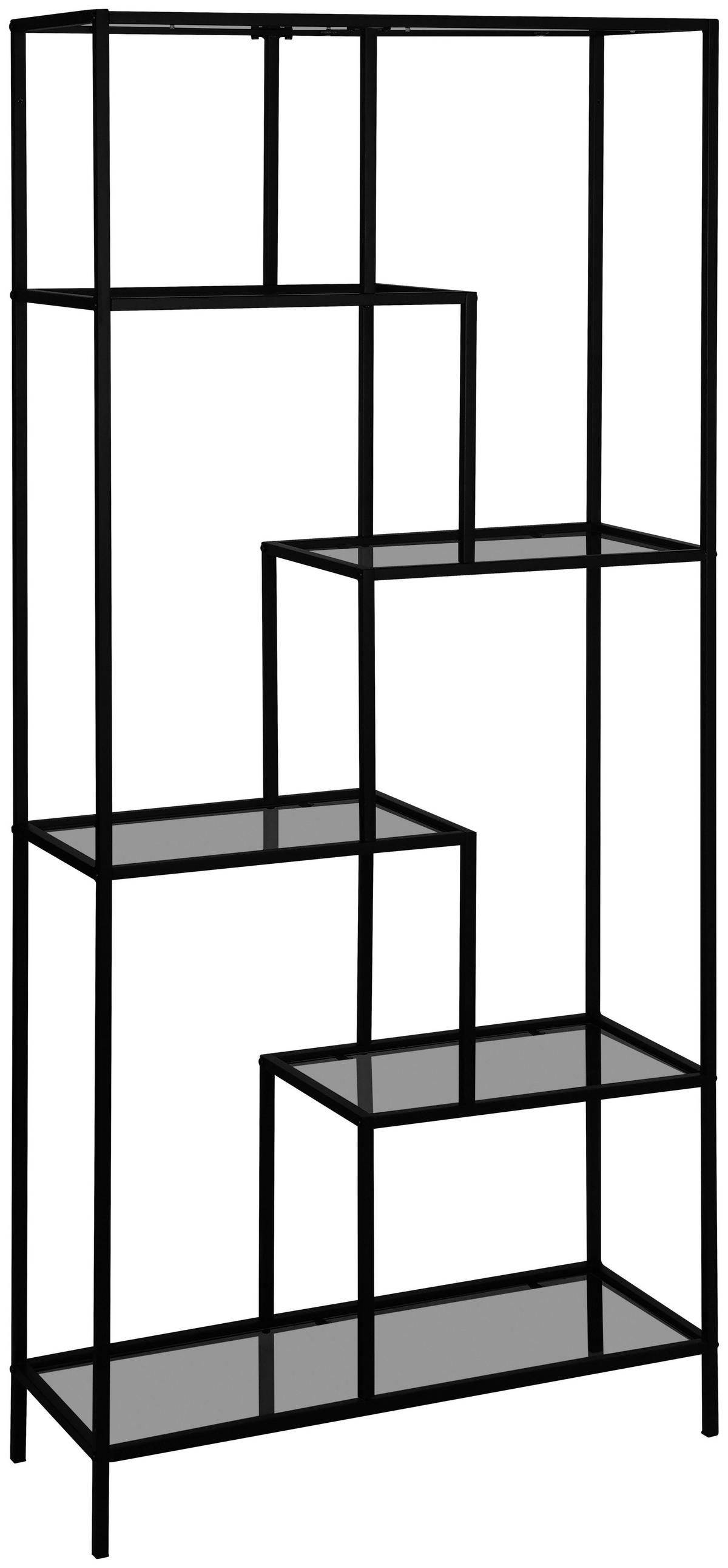 POLC 80/180/30 cm szürke, fekete  - fekete/szürke, Basics, Üveg/fém (80/180/30cm) - Xora