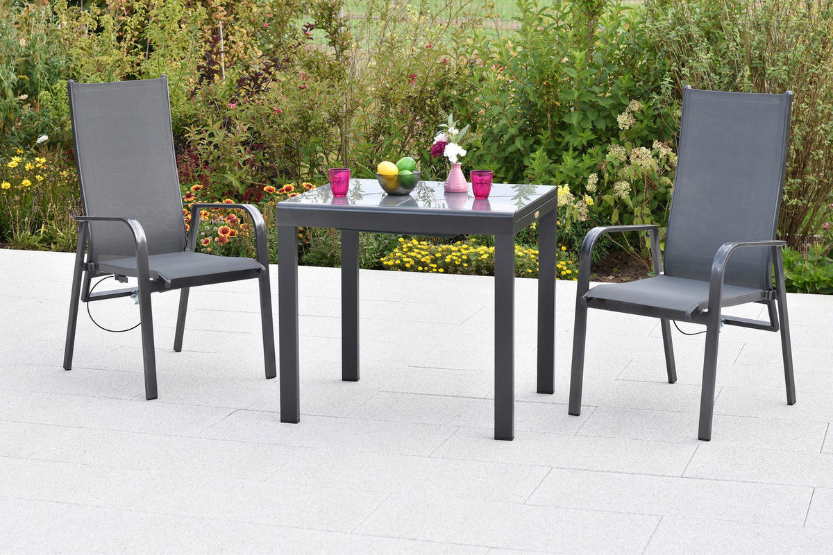 GARTENSET Aluminium  - Graphitfarben/Grau, MODERN, Textil/Metall - Gardenson