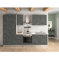 KÜCHENBLOCK 300 cm   in Dunkelgrau  - Dunkelgrau/Alufarben, LIFESTYLE, Holzwerkstoff/Kunststoff (300cm) - MID.YOU