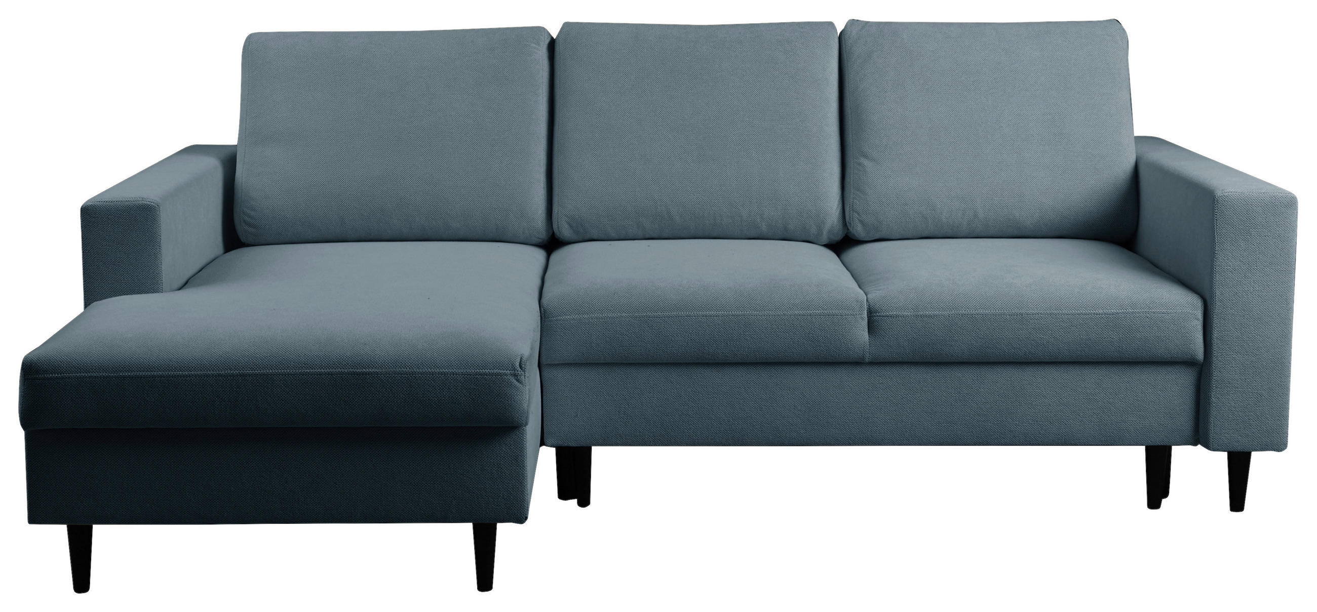 ECKSOFA in Struktur Dunkelgrau  - Dunkelgrau/Schwarz, Modern, Holz/Kunststoff (145/230cm) - MID.YOU