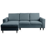 ECKSOFA in Struktur Dunkelgrau  - Dunkelgrau/Schwarz, MODERN, Holz/Kunststoff (145/230cm) - Carryhome
