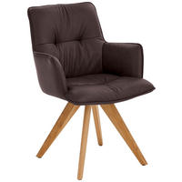 ARMLEHNSTUHL  in Echtleder pigmentiert  - Eichefarben/Dunkelbraun, Design, Leder/Holz (59/89/63cm) - Dieter Knoll