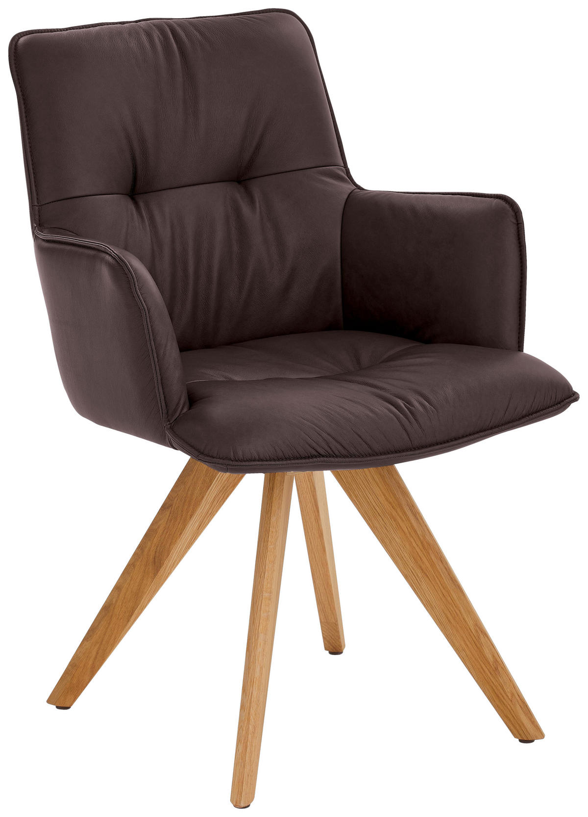 ARMLEHNSTUHL  in Echtleder pigmentiert  - Eichefarben/Dunkelbraun, Design, Leder/Holz (59/89/63cm) - Dieter Knoll
