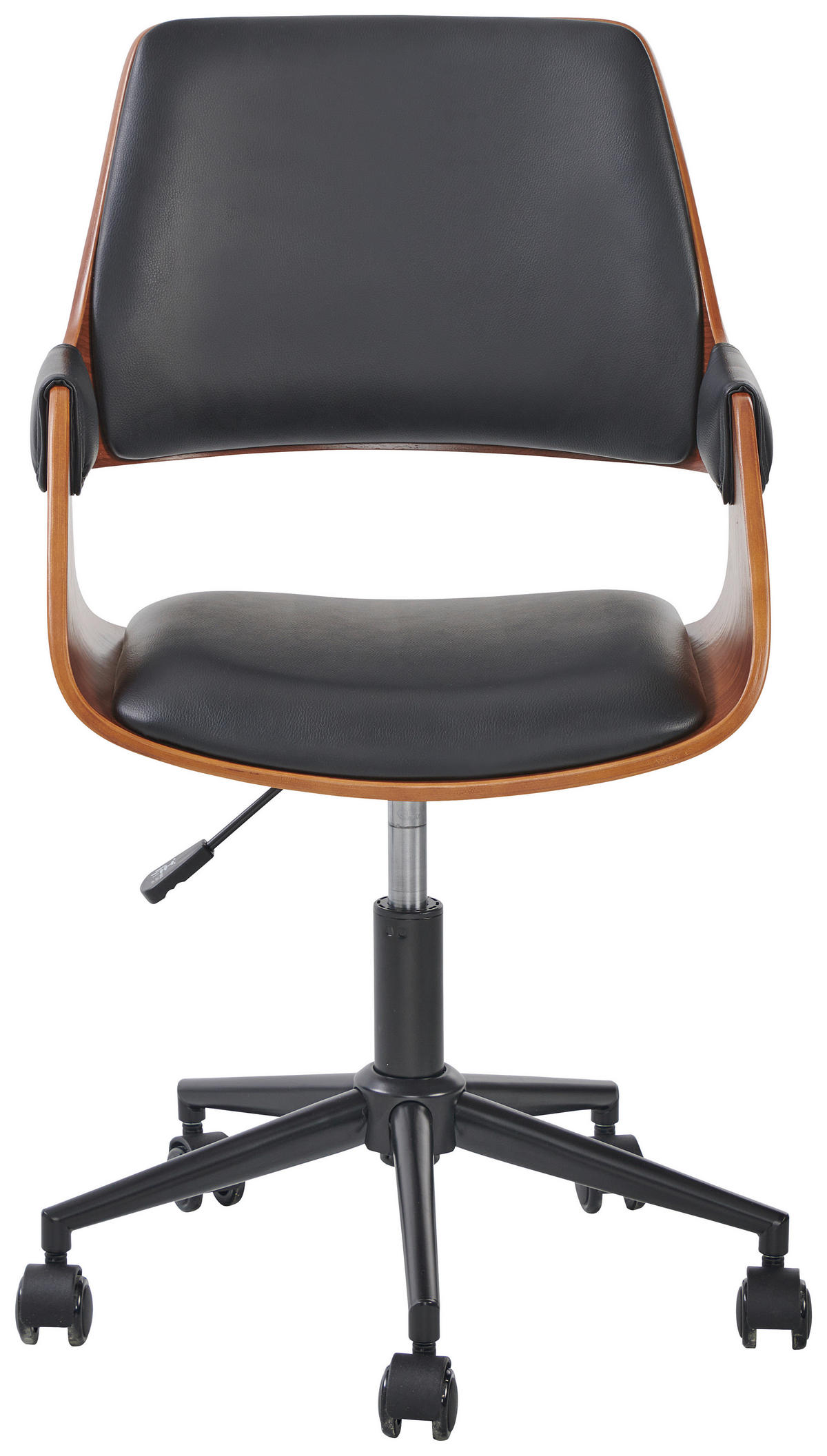 DREHSTUHL Lederlook Schwarz, Walnussfarben  - Walnussfarben/Schwarz, MODERN, Holz/Kunststoff (54/81-91/59cm) - Livetastic