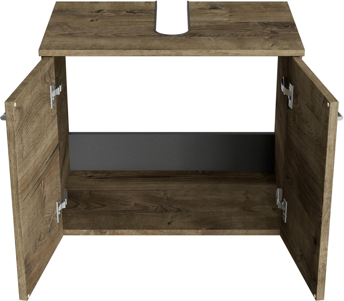 WASCHBECKENUNTERSCHRANK 60/49,8/38,3 cm  - Eiche dunkel/Chromfarben, KONVENTIONELL, Holzwerkstoff/Metall (60/49,8/38,3cm) - Sadena