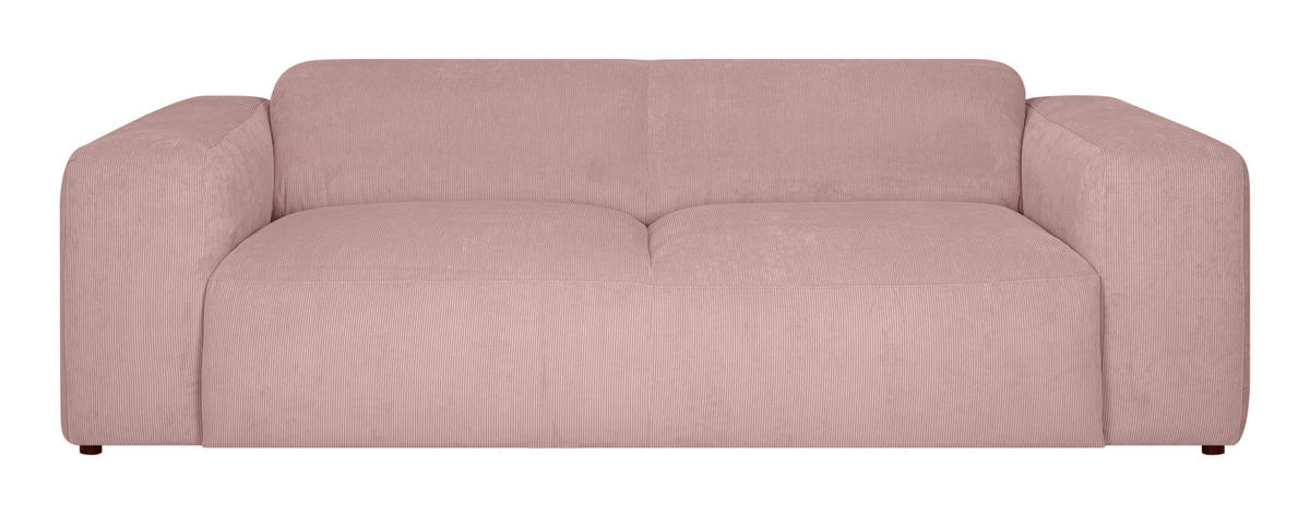 3-SITZER-SOFA in Cord Rosa  - Schwarz/Rosa, Design, Kunststoff/Textil (247/75/104cm) - MID.YOU