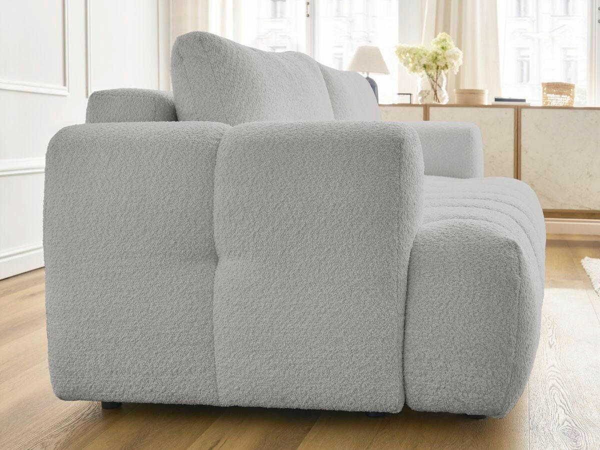 SCHLAFSOFA FUJI Bouclé Hellgrau  inkl.  - Hellgrau/Schwarz, MODERN, Kunststoff/Textil (251/113/88cm)