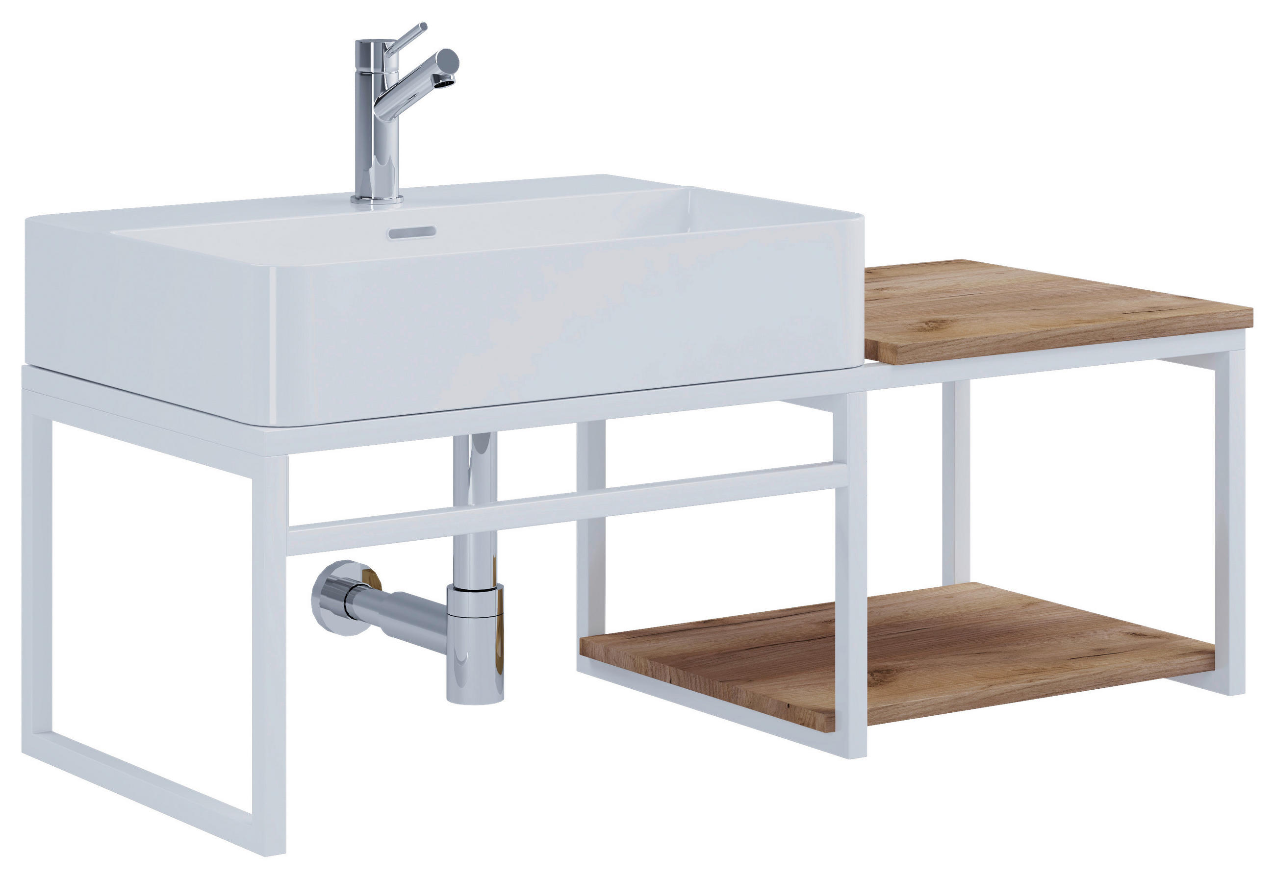 WASCHTISCHKOMBI 100 cm  - Honigeiche/Weiß, MODERN, Keramik/Holzwerkstoff (100cm) - MID.YOU