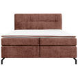 BOXSPRINGBETT 180/200 cm,  in Rotbraun, Topper, H2 + H2 = mittel  - Rotbraun/Schwarz, Design, Textil/Metall (180/200cm) - Esposa