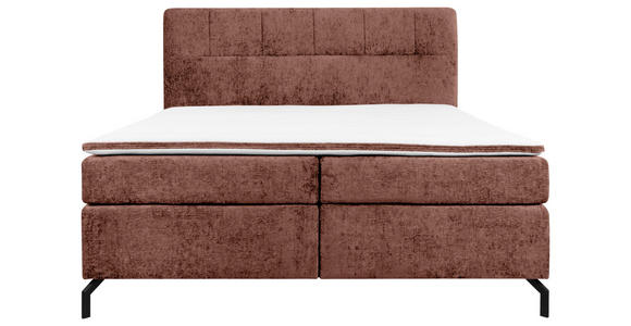 BOXSPRINGBETT 180/200 cm,  in Rotbraun, Topper, H2 + H2 = mittel  - Rotbraun/Schwarz, Design, Textil/Metall (180/200cm) - Esposa