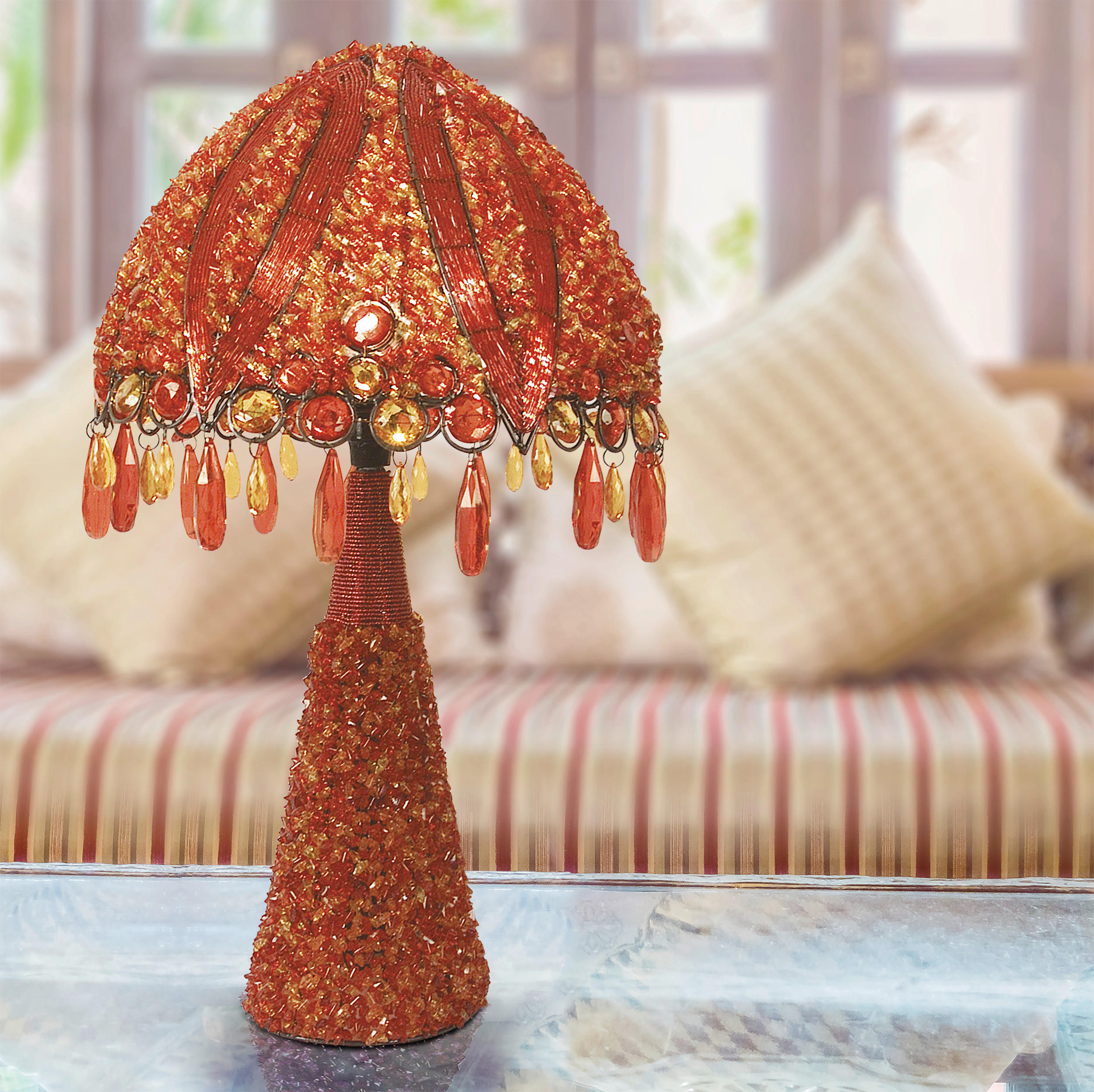 TISCHLEUCHTE PERLA 30/53 cm   - Orange, LIFESTYLE, Kunststoff/Metall (30/53cm) - Näve