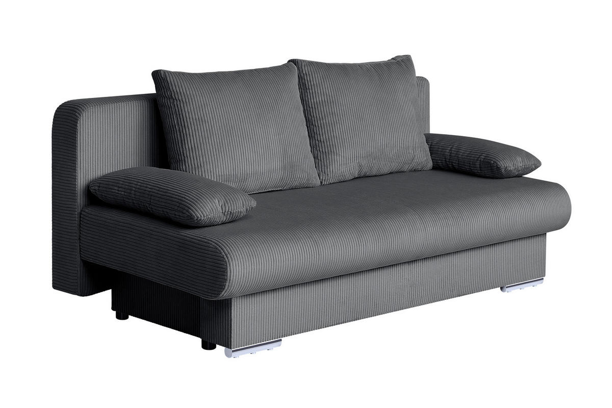 SCHLAFSOFA  mit Liegefunktion, Rücken echt Dunkelgrau  - Chromfarben/Dunkelgrau, Design, Kunststoff/Textil (193/86/85cm) - P & B