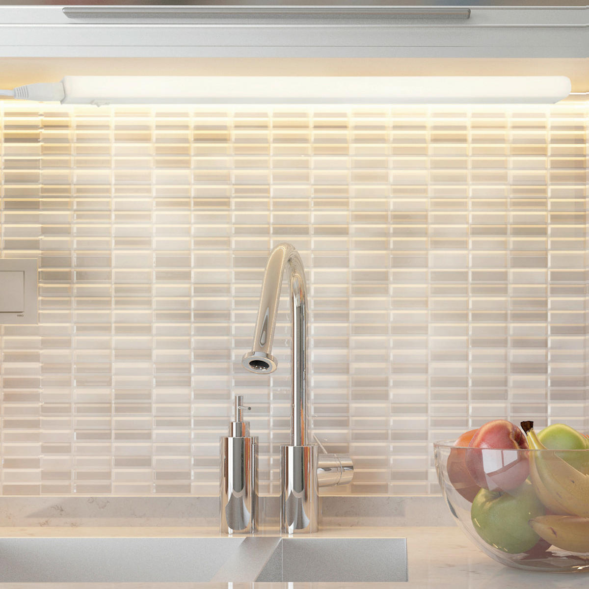 UNTERBAULEUCHTE 58,5/3/2,2 cm   - Weiß, KONVENTIONELL, Kunststoff (58,5/3/2,2cm)