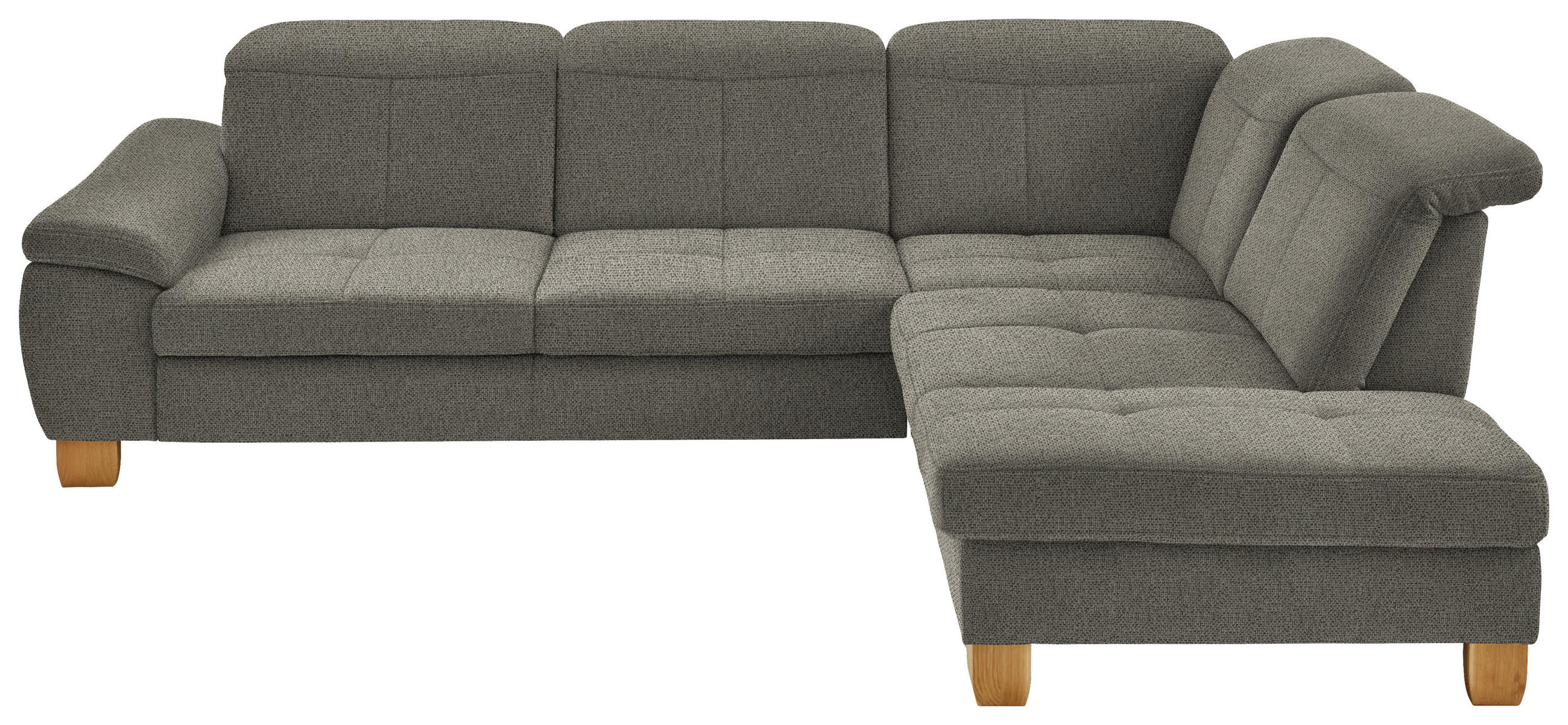 ECKSOFA in Flachgewebe Braun, Grün  301/243 cm  - Wildeiche/Braun, Natur, Holz/Textil (301/243cm) - Voleo