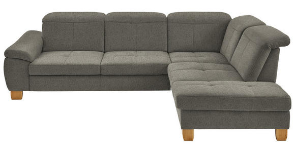 ECKSOFA  in Flachgewebe Braun, Grün  301/243 cm  - Wildeiche/Braun, Natur, Holz/Textil (301/243cm) - Voleo