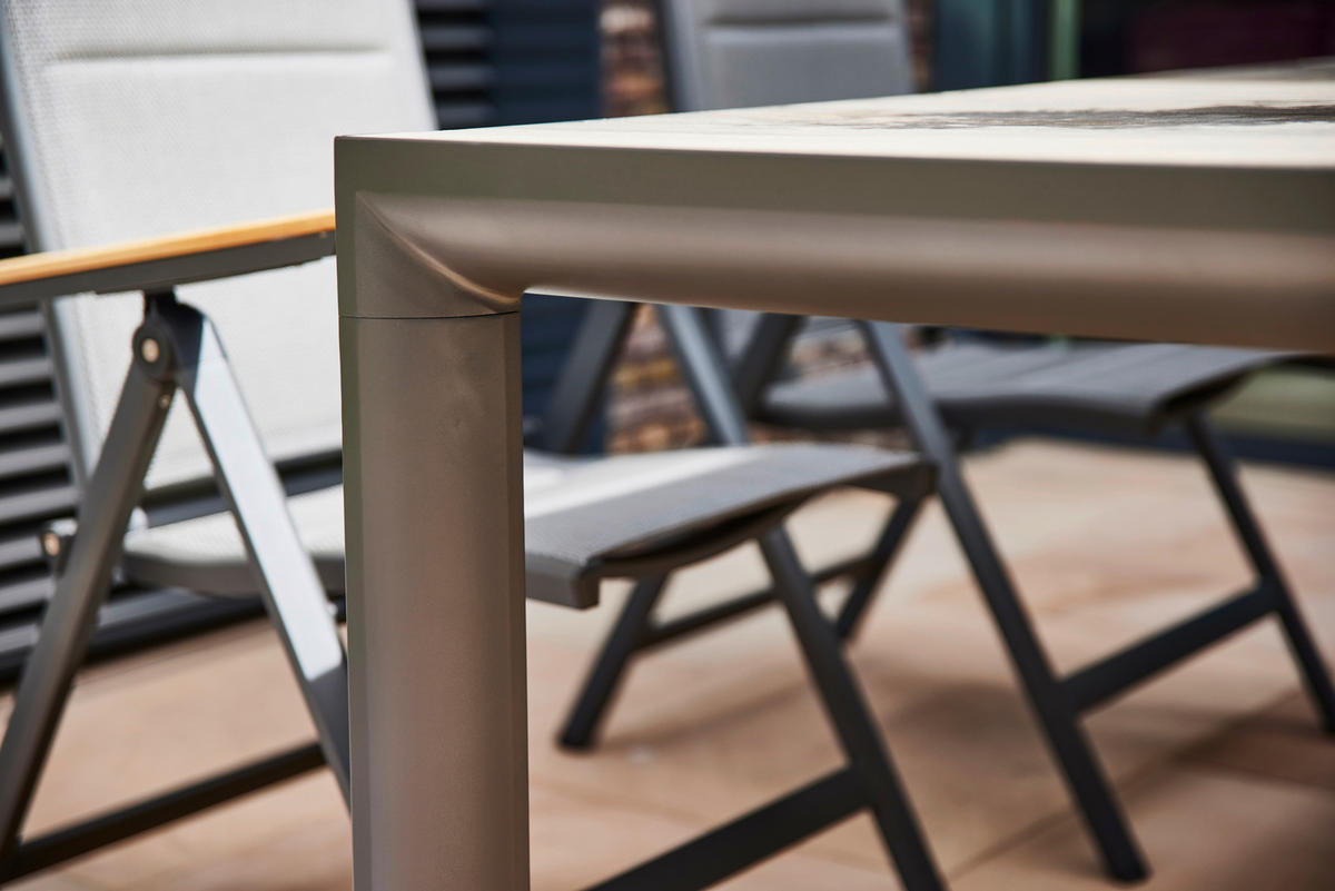 GARTENTISCH 140/90/74 cm Metall rechteckig  - Anthrazit/Graubraun, Basics, Keramik/Metall (140/90/74cm) - Siena Garden