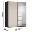 SCHWEBETÜRENSCHRANK 181/223/68 cm 2-türig Schwarz, Champagner  - Chromfarben/Champagner, KONVENTIONELL, Glas/Holzwerkstoff (181/223/68cm) - Novel