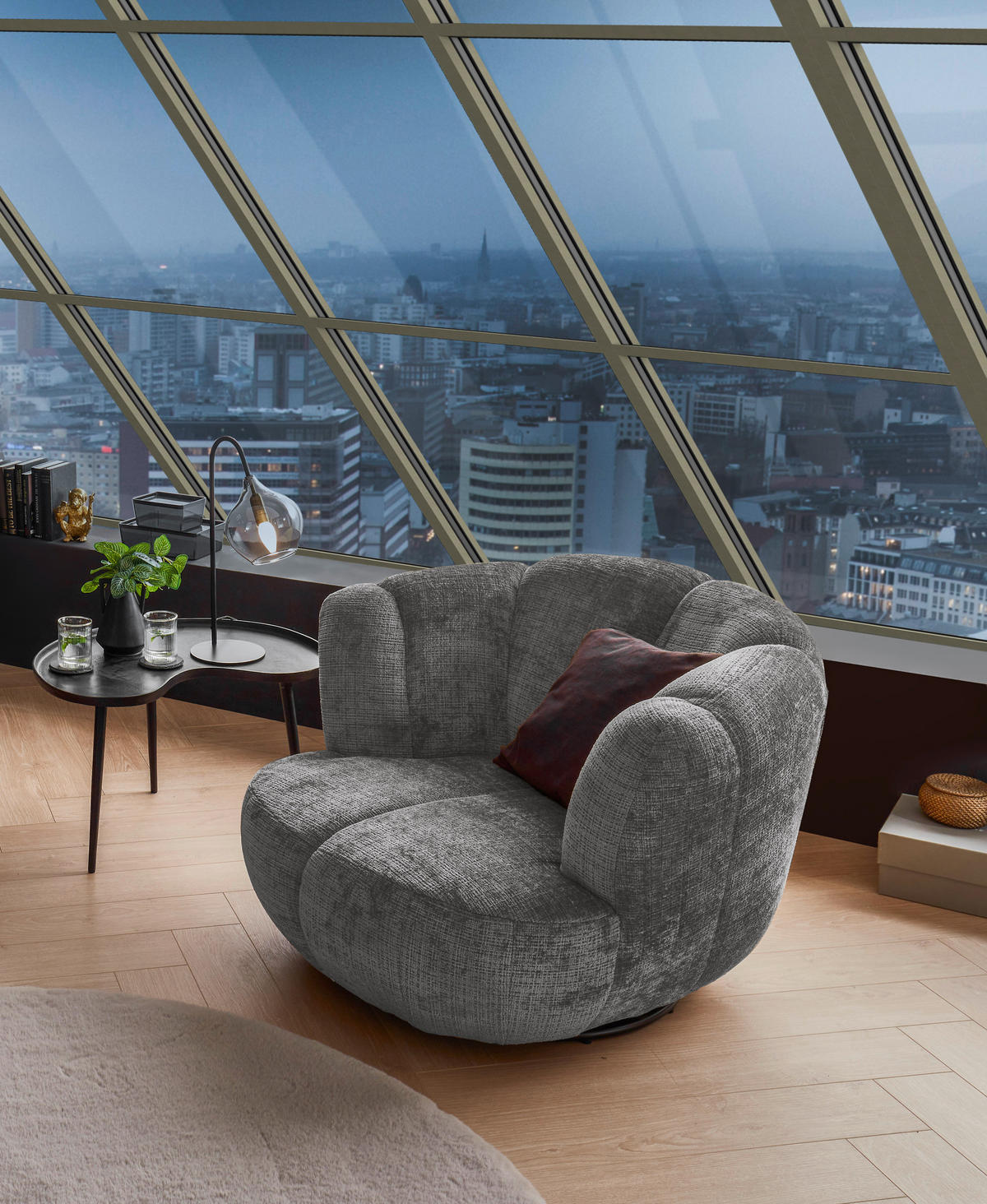 SESSEL in Chenille Grau  - Schwarz/Grau, MODERN, Textil/Metall (101/69/107cm) - Livetastic