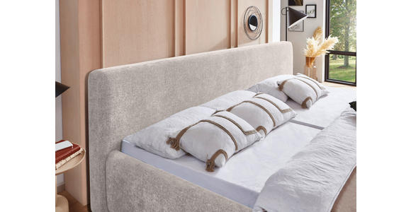 POLSTERBETT Bettkasten, Lattenroste Creme 180/200 cm  - Birkefarben/Buchefarben, Design, Holz/Textil (180/200cm) - Xora