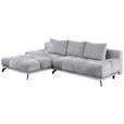 ECKSOFA in Chenille Grau  - Schwarz/Grau, MODERN, Textil/Metall (182/290cm) - Hom`in