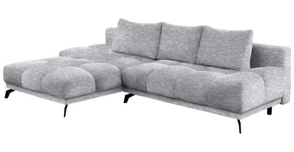 ECKSOFA in Chenille Grau  - Schwarz/Grau, MODERN, Textil/Metall (182/290cm) - Hom`in