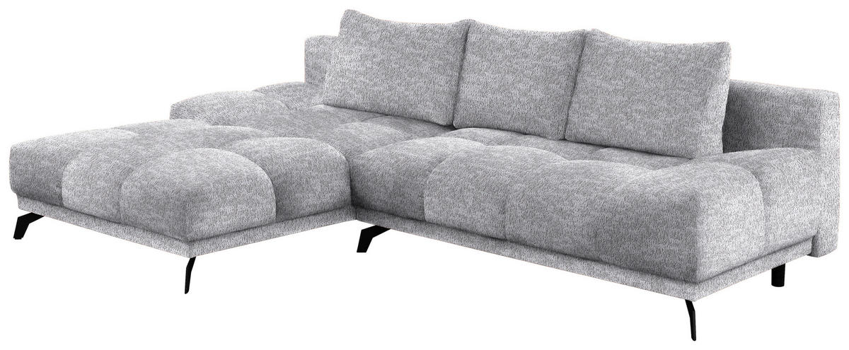 ECKSOFA in Chenille Grau  - Schwarz/Grau, Modern, Textil/Metall (182/290cm) - Hom`in