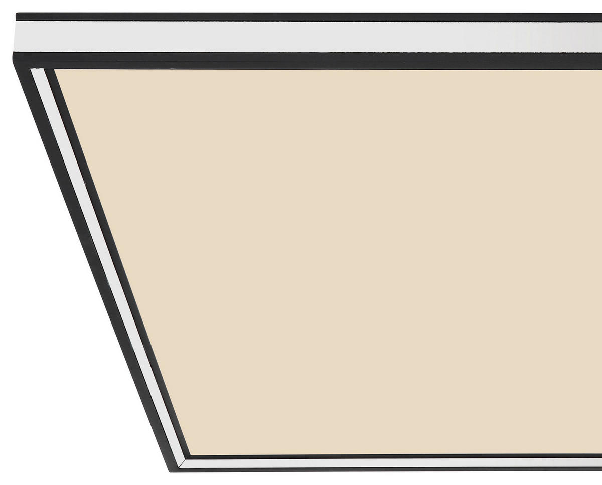 STROPNÉ LED SVIETIDLO, 45/45/8 cm - čierna/opálová, Basics, kov/plast (45/45/8cm)