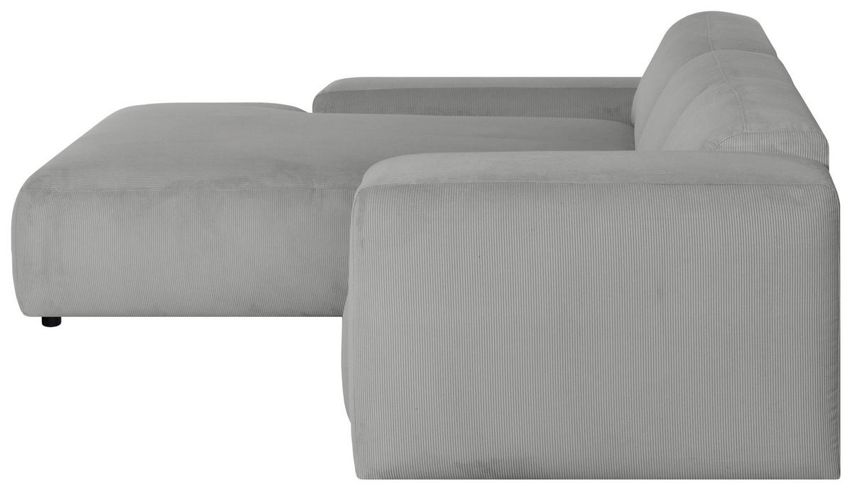 ECKSOFA HANNAH Hellgrau Cord  - Hellgrau/Schwarz, Design, Kunststoff/Textil (200/304cm) - MID.YOU