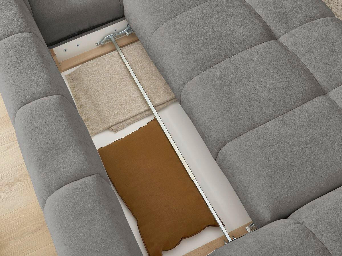 ECKSCHLAFSOFA EVEREST  mit Rücken echt, Armteil links, Armteil rechts Struktur Dunkelgrau  - Dunkelgrau/Schwarz, MODERN, Kunststoff/Textil (318/180cm) - Livetastic