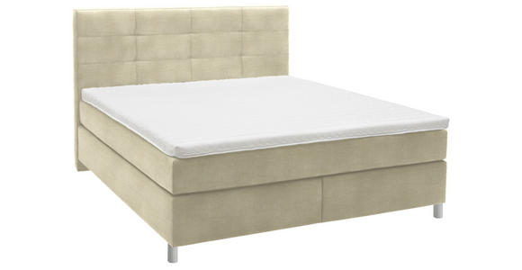 BOXSPRINGBETT 180/200 cm in Beige - Chromfarben/Beige, KONVENTIONELL, Kunststoff/Textil (180/200cm) - Voleo